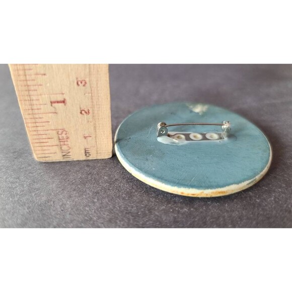 Circular Handpainted Floral Button Brooch - Picture 10 of 10
